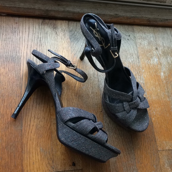 Yves Saint Laurent Shoes - Gray glitter Yves Saint Laurent Tribute heels